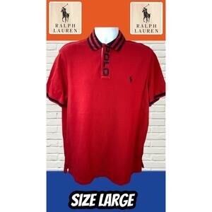POLO RALPH LAUREN Tipped Collar Mesh Polo Red Large